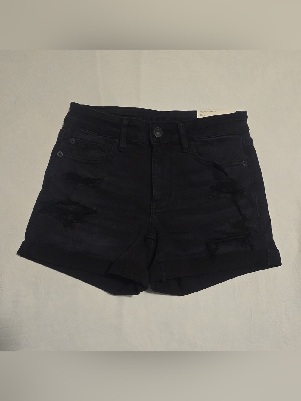 American Eagle Outfitters Ne(x)t Level Stretch Black Cut Off Shorts Distressed